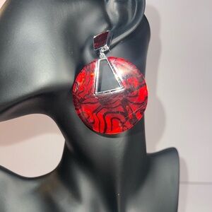 NWOT Red & Black Geometric Pierced Earrings
